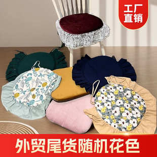 蕾丝餐椅垫子家用防滑可拆洗四季 法式 坐垫纯色绒布办公室凳子垫子