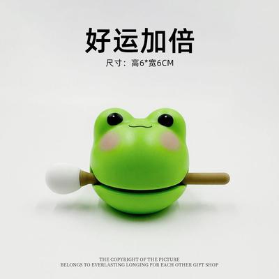 【好运加倍】桌面摆件好运连连小青蛙木鱼工位治愈情绪稳定礼物