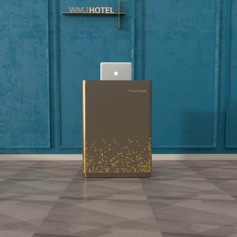 店铺前台小型收银台古铜色餐厅迎宾台咨询台餐饮店引导台接待台