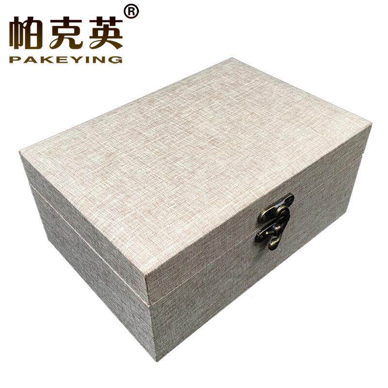 新款直销现货大号麻布锦盒 木质礼物盒礼品盒子 礼品包装盒包装箱