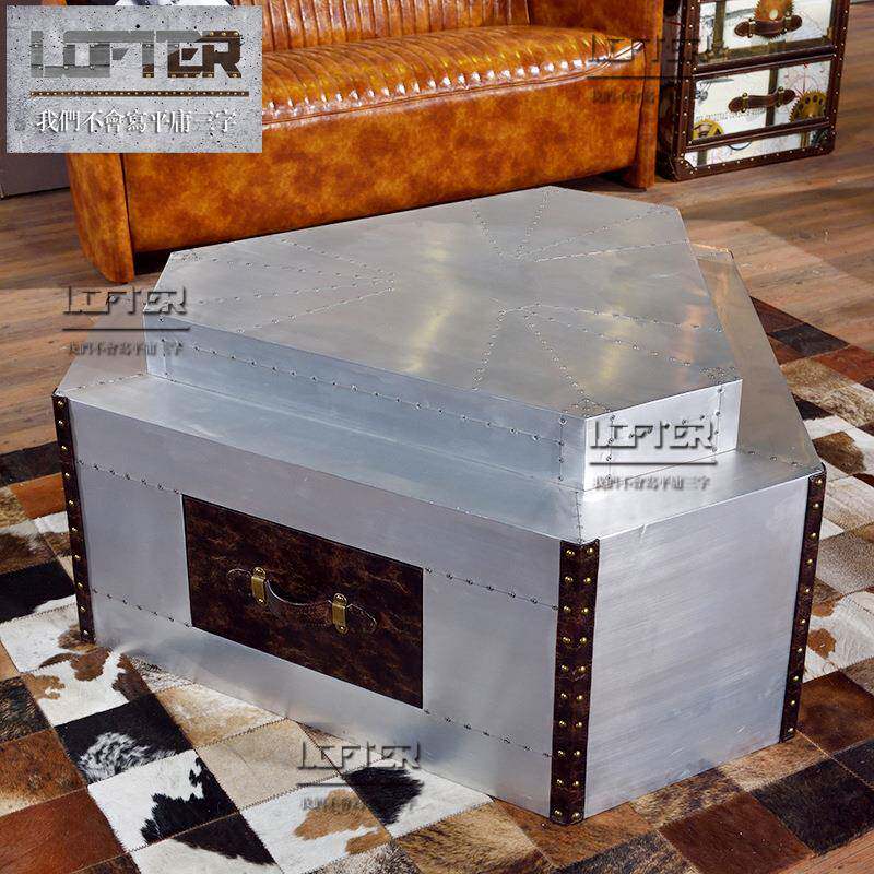 铝皮铆钉六角形茶几LOFT工业风复古酒吧KTV餐吧茶台家具