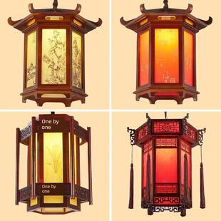 中式实木六角吊灯门头户外凉亭长廊灯笼彷古建筑寺庙祠堂宫灯吊灯