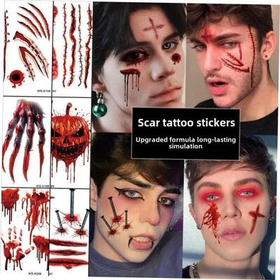 2pcs Halloween tattoo blood disposable waterproof sticker