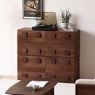 北美黑胡桃木中古风实木卡门柜客厅落地电视柜斗柜卧室床头柜边柜