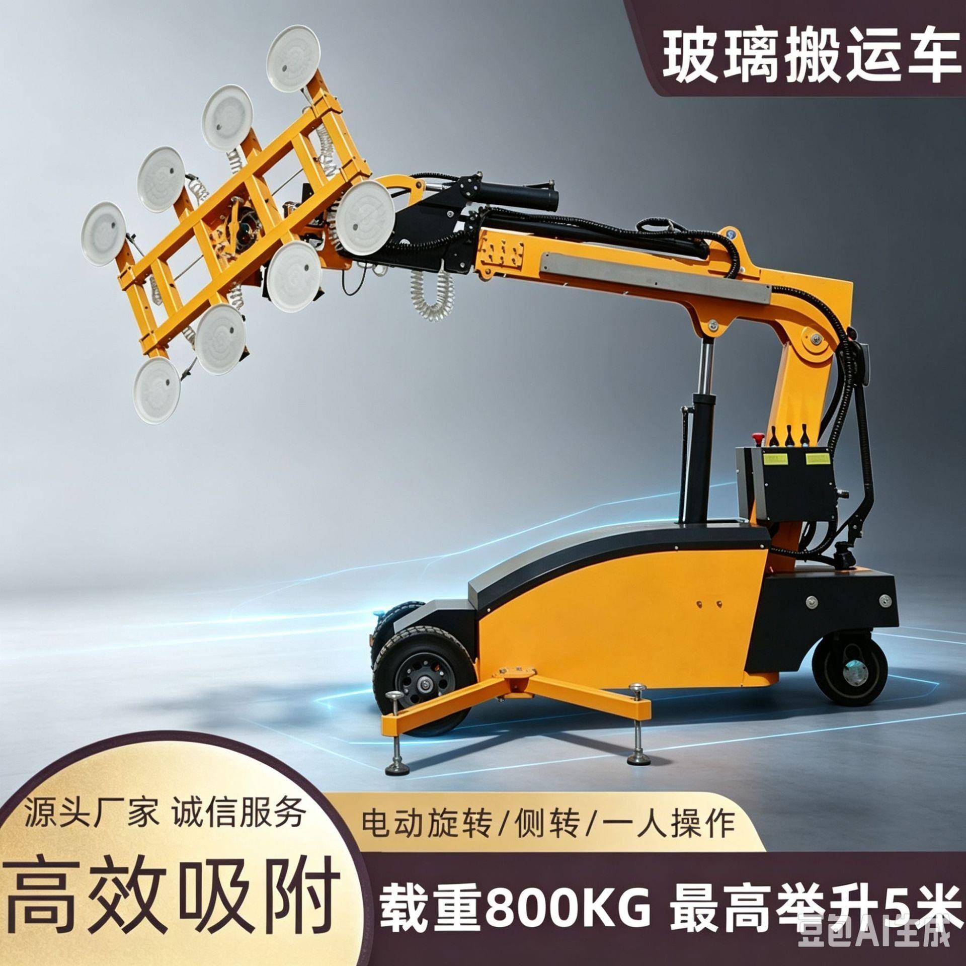 重型工业机械手硅胶吸盘智能搬运伸缩臂真空玻璃吸盘车自行走