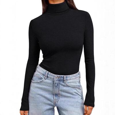 Women Merino Mock Neck Sweater Slim Lightweight Casual