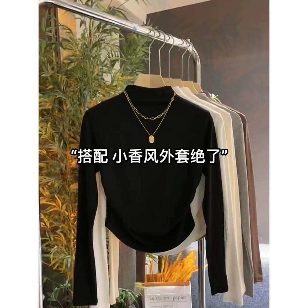 半高领内搭修身长袖t恤春小个子立领打底衫加短款上衣0122k,女装/女士精品,T恤,淘宝优惠券,粉丝福利购,淘宝优惠卷