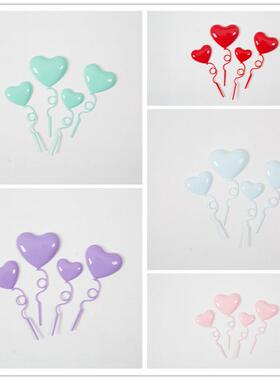 塑料爱心情人节情侣插件生日蛋糕烘焙插排红色粉色蓝色紫色装饰