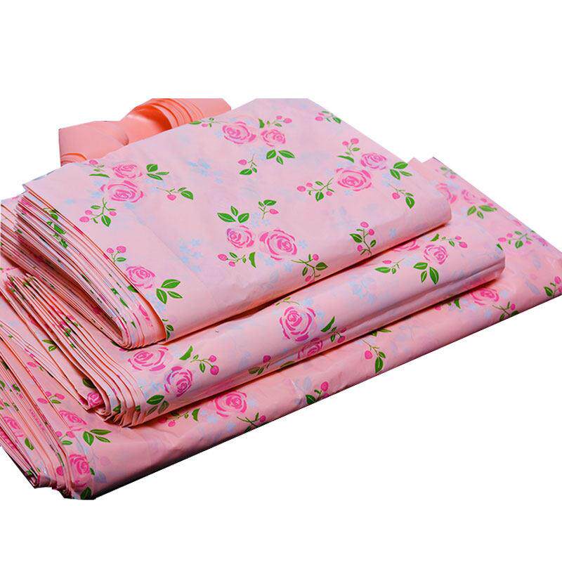 粉色玫瑰花印花购物袋加厚手提塑料袋女装衣服袋子面膜礼品包装袋