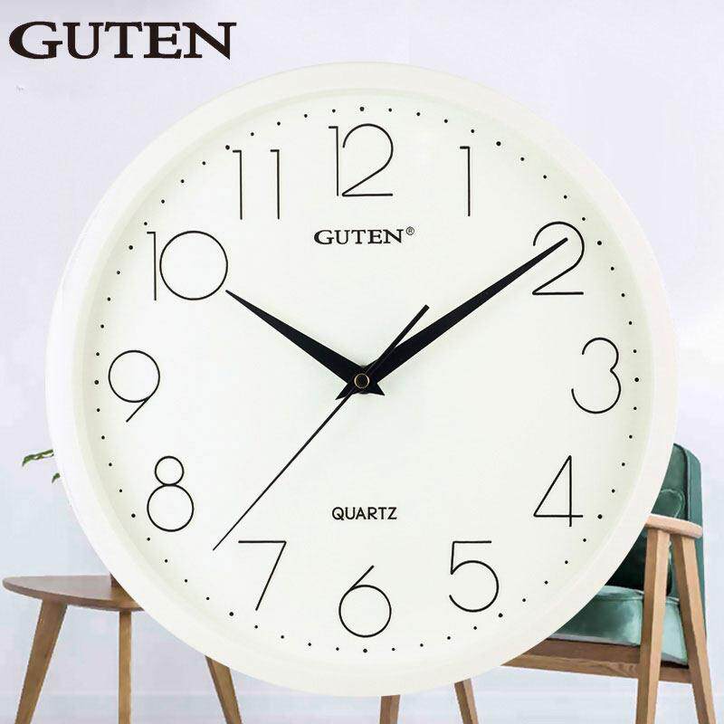 Guten挂钟金钟宝简约时尚静音百搭客厅挂墙卧室高清玻璃镜面挂钟