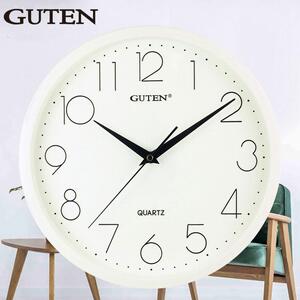 Guten挂钟金钟宝简约时尚静音百搭客厅挂墙卧室高清玻璃镜面挂钟