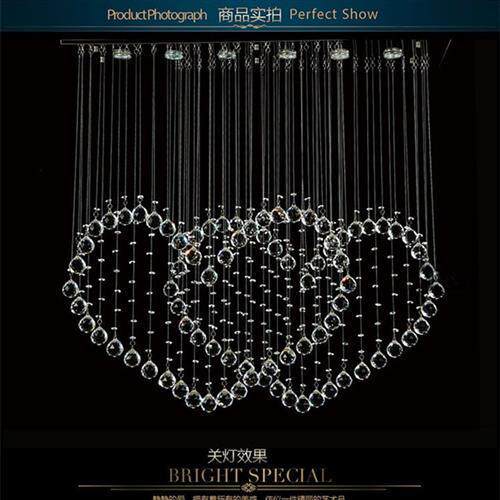 现代浪漫心型水晶吊灯LED吊线水晶灯隔断灯吧台灯现货