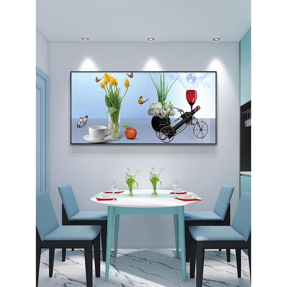 现代简约餐厅装饰画餐桌挂画饭厅背景墙壁画酒杯花卉水果时尚画图片