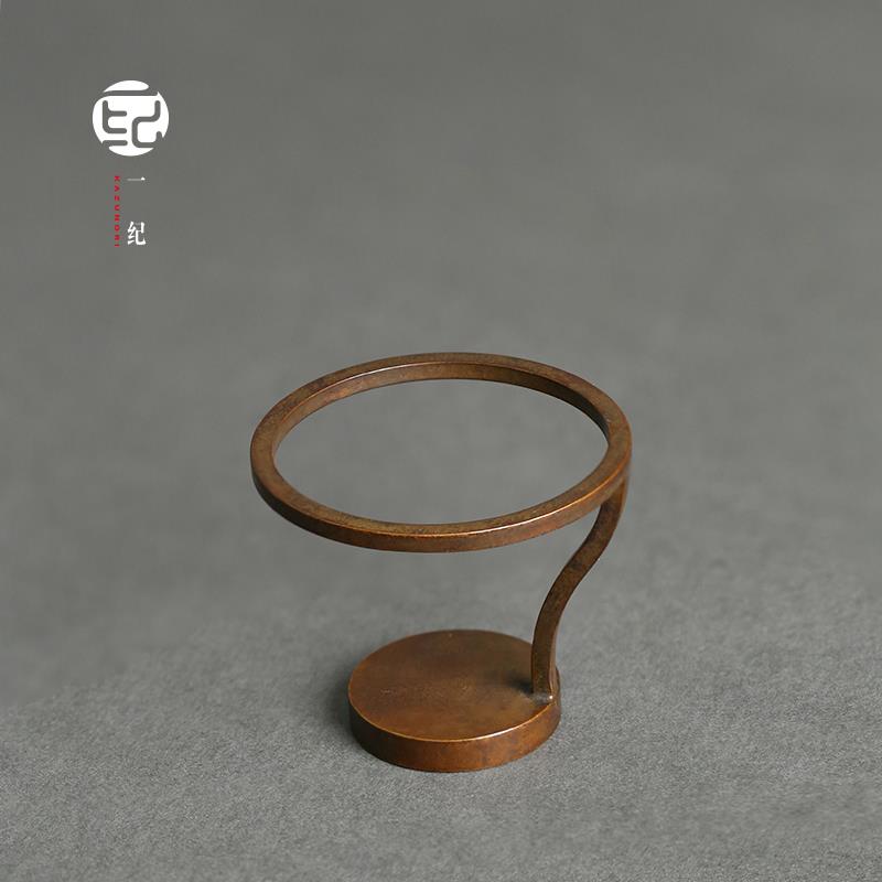 手工铜茶滤架家用茶漏托架日式茶漏网支架托架茶滤架子功夫茶具图片