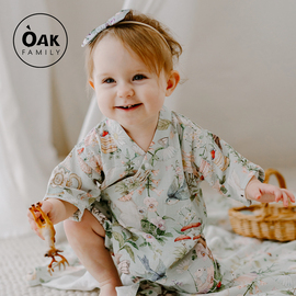 Oak Family新生儿纱布连体衣男女婴儿衣服春夏宝宝和尚服月爬服