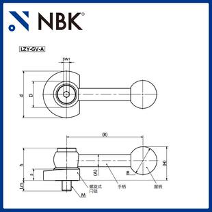 NBK LZY 把手可调钢制 闩锁手柄横向手柄型上方紧固凸轮手柄
