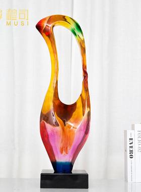 穆司激流勇进现代抽象透明雕塑摆件饰品摆设玄关酒店家居工艺品