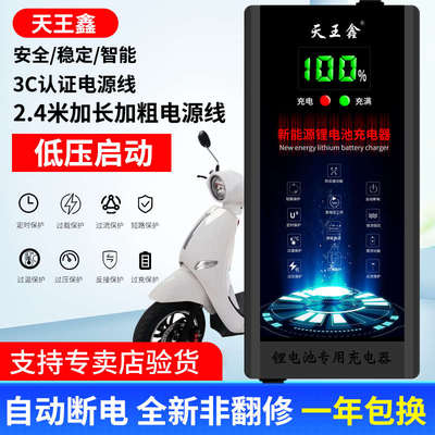 电动车锂电池电瓶充电器48V2A60V72V3A三元小刀专用公插插口快充