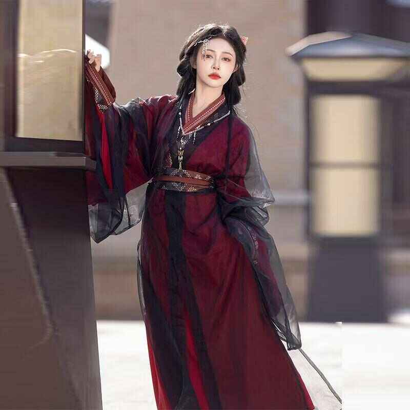 女魏晋风战国袍大袖衫中国风直裾裙成人薄纱古装套装汉风亡国公主