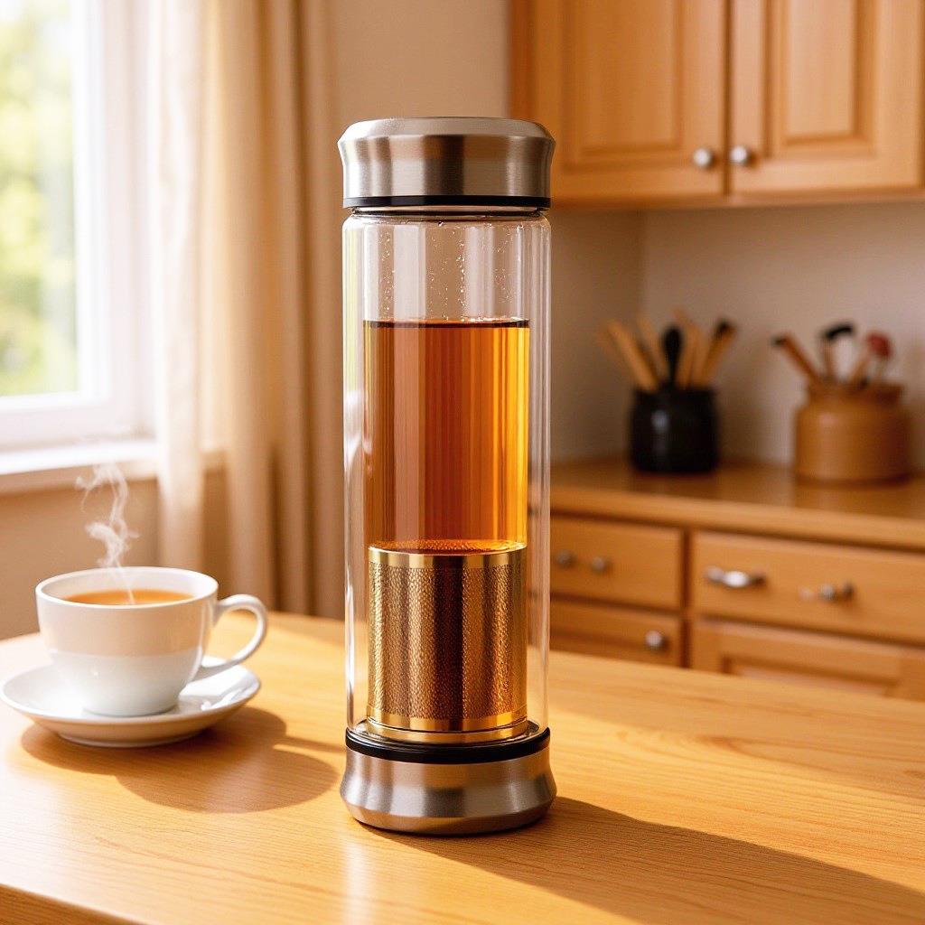 茶杯玻璃茶水分离水杯2025办公带盖双层双口泡茶杯玻璃杯子男生款图片