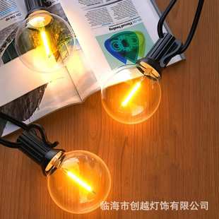 户外LED太阳能G40球泡灯串氛围灯露营庭院装 饰灯 饰防水露营复古装