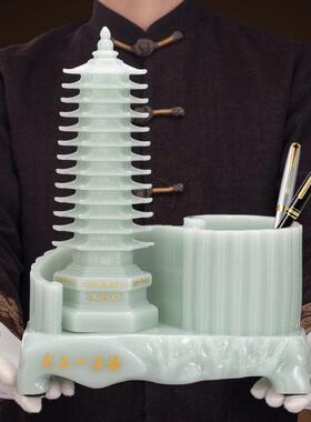 十三层文昌塔笔筒摆件13九层工艺品仿玉石送孩子书桌装饰办公室桌
