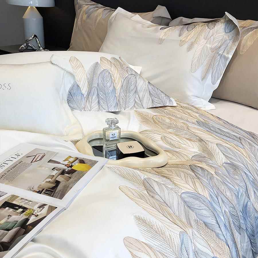 高重工刺绣轻奢大气用纯棉长绒棉四端件套被MLC924套床全棉裸睡单