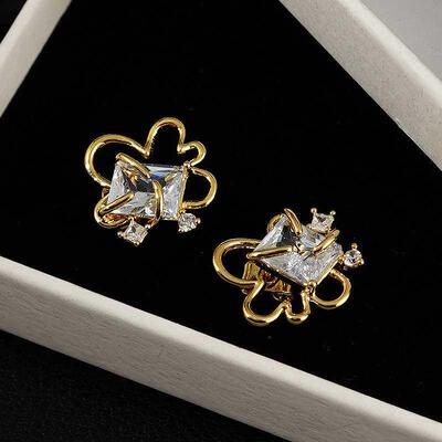 High-end earrings female niche design fashion 18k zircon ear