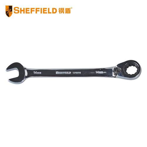 钢盾(SHEFFIELD)S018808公制精抛光双向棘开两用快扳汽修快速扳手