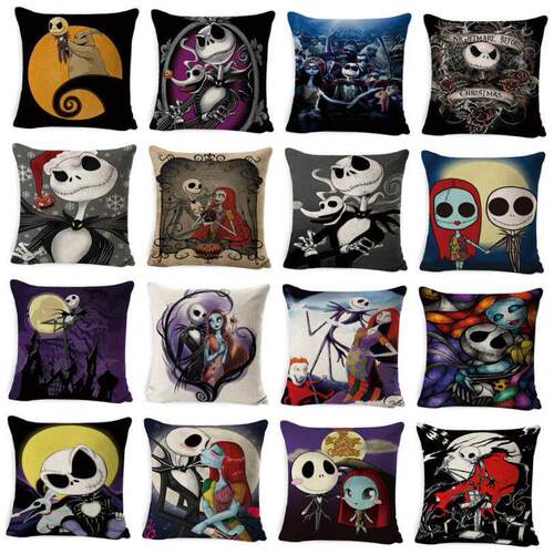 Linen Skull Pillow Halloween Pillow Christmas Night Witch Pi