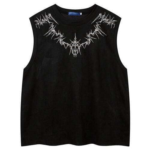 Summer Embroidered Vest Men Casual Sleeveless Shirt