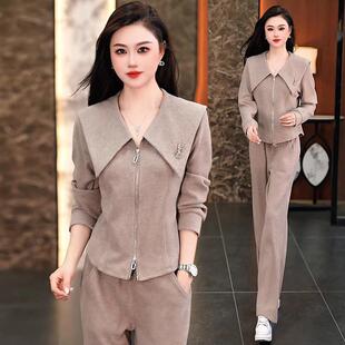气运97021758动闲套装女袖领透吸汗长健身房训练服时尚修休身显瘦