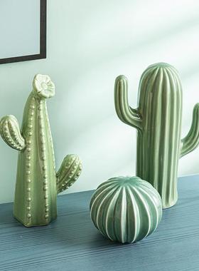 ins风陶瓷仙人掌摆件北欧家居拍摄道具创意简约小清新样板房装饰