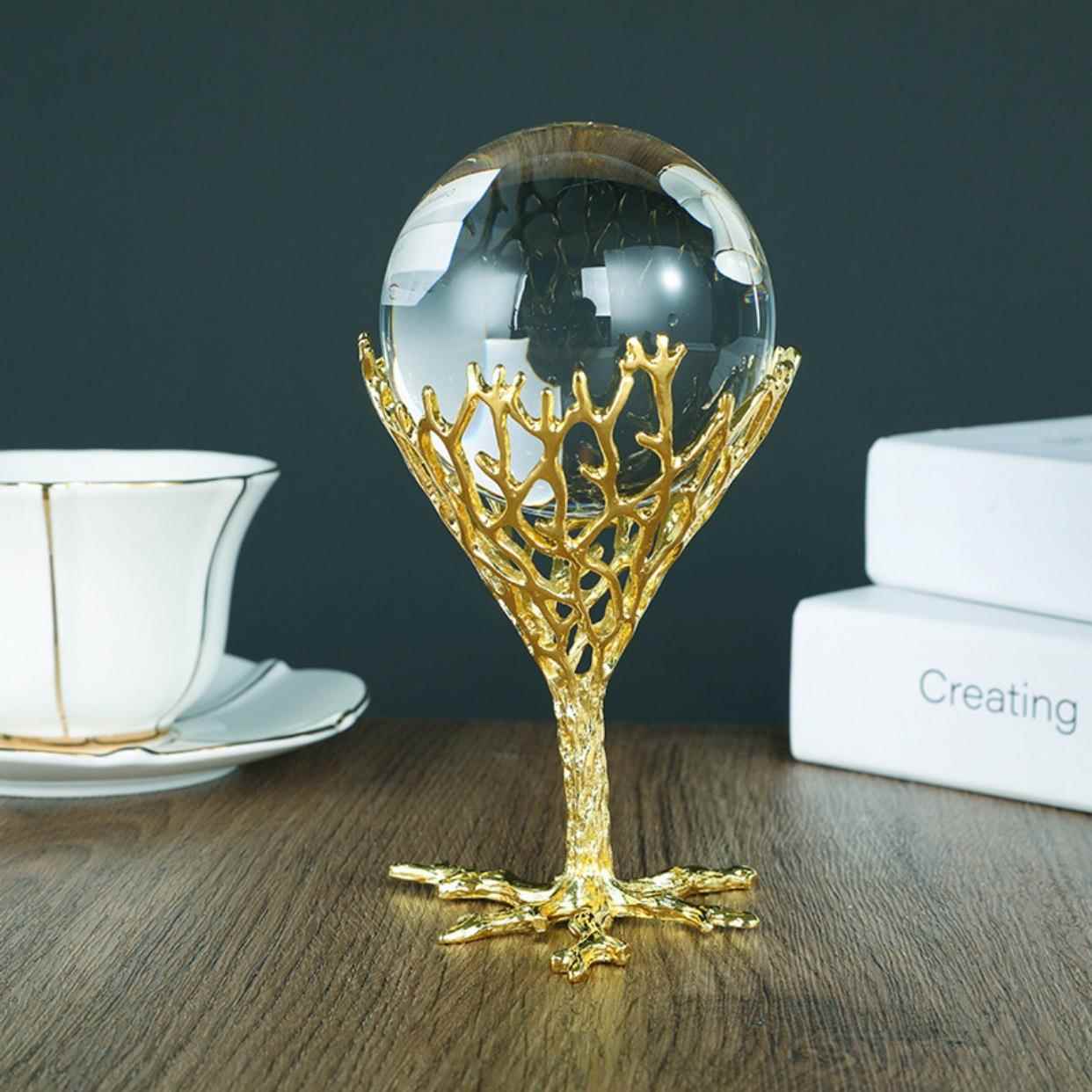 水晶球摆件家居饰品现轻奢客HMX工厅书房柜办公室桌财面摆代设招