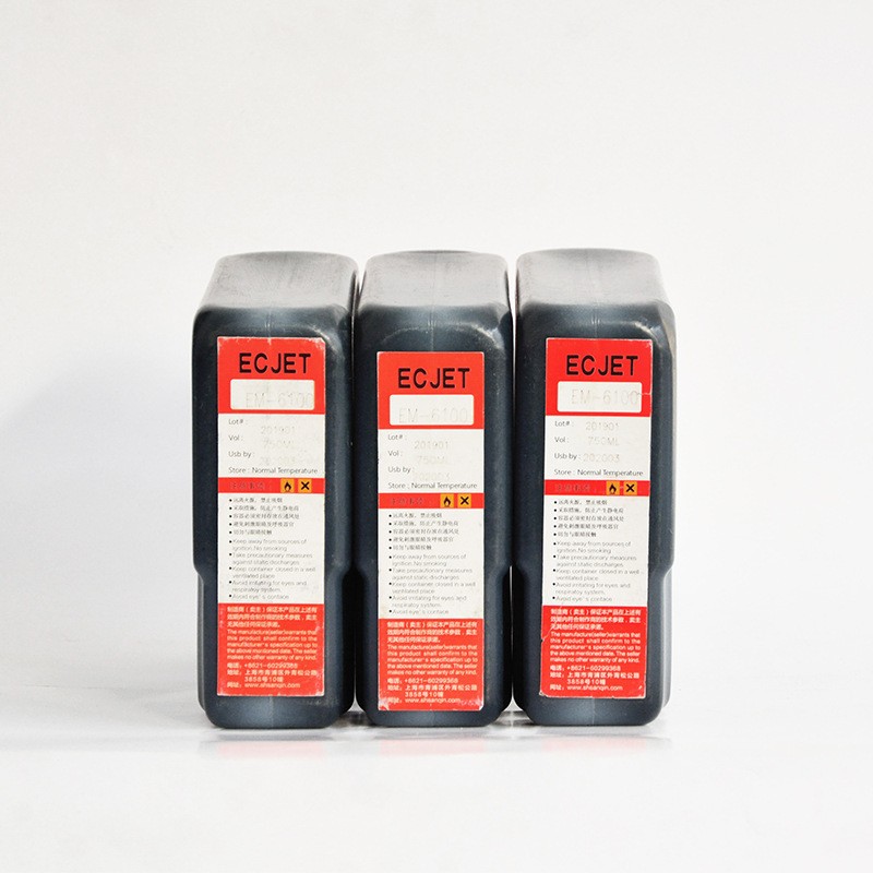 厂家 小字符喷码机 墨水 EM-6100黑墨水750ml 上海三沁喷码