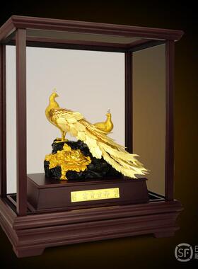 金箔摆件富贵吉祥孔雀轻奢新婚结婚礼物高档新房客厅玄关酒柜装饰