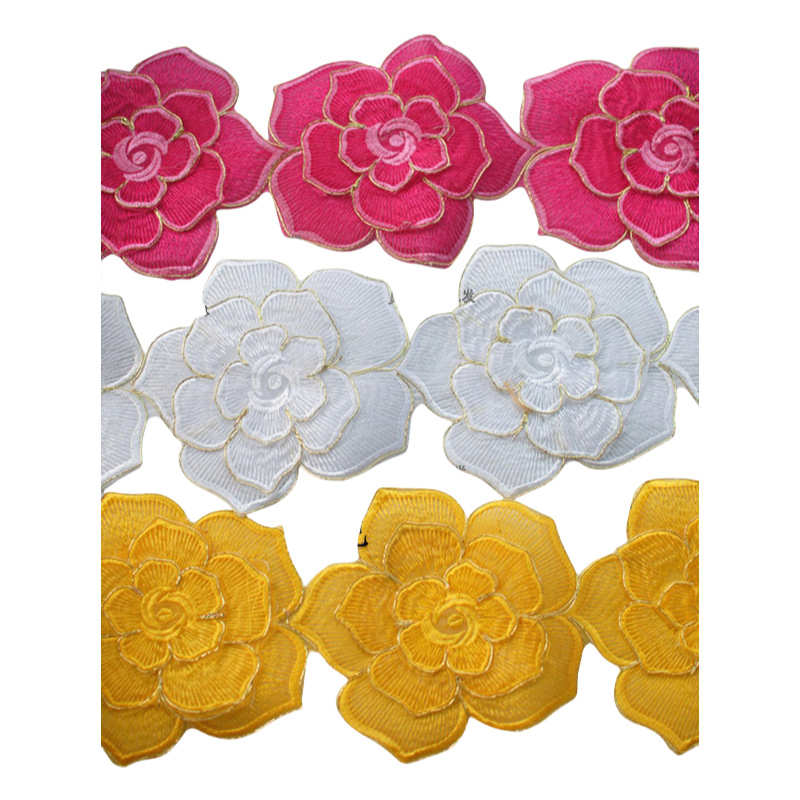 立体金线梅花补丁贴熨烫布贴舞蹈戏服古装刺绣贴布熨烫花绣片花边