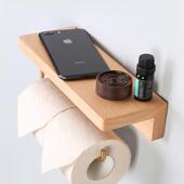 实木厕所纸巾架免打孔化妆室卷筒卫生纸架创意卫生纸置物挂架厨房