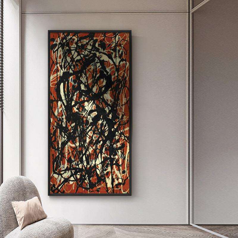 自由狂放派抽象艺术画工业风装饰画杰克逊波洛克泼墨油画玄关挂画