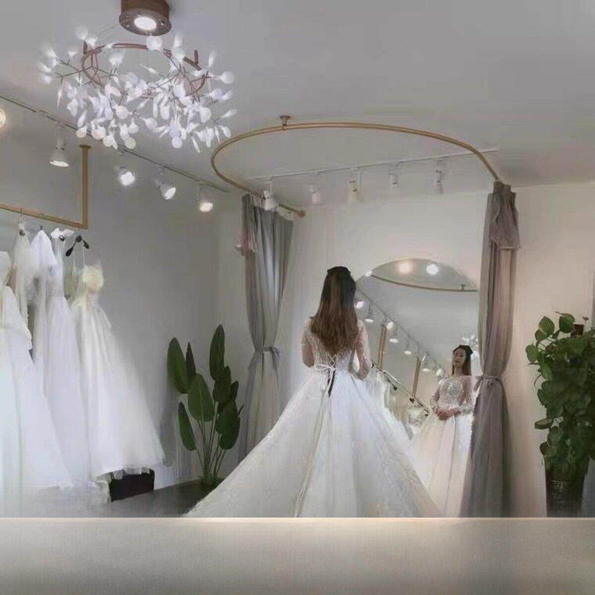 婚纱店试衣间试衣间简易u型环架隔断布杆服装店试衣间C支架