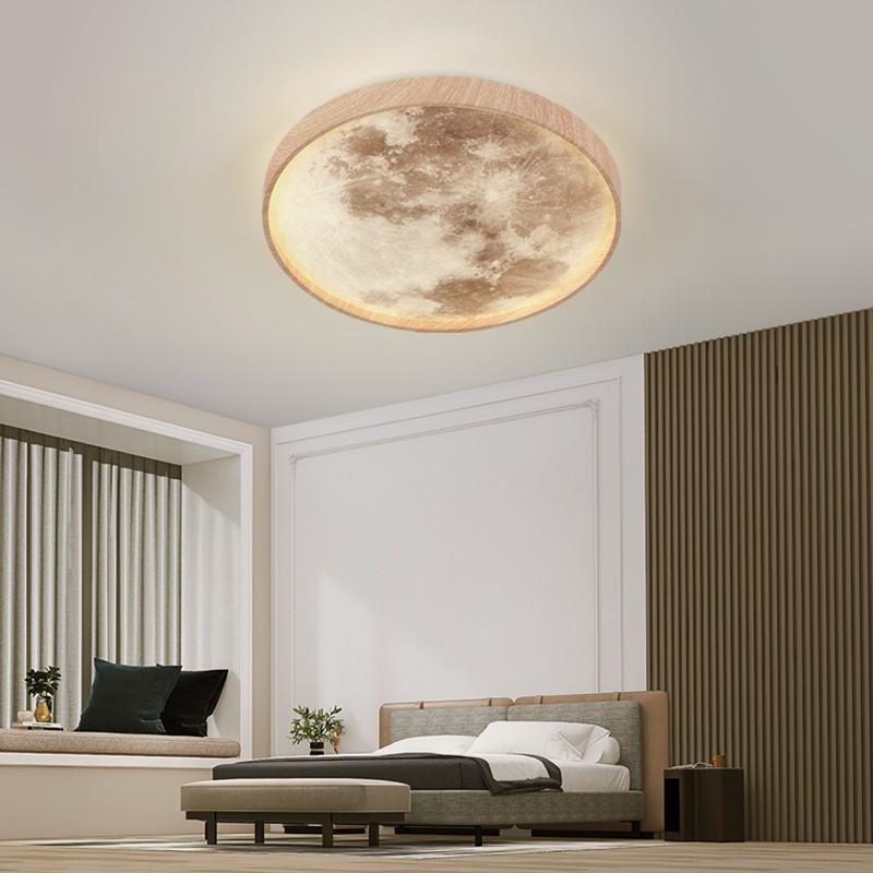 原木风卧室吸顶灯现代简约大气北欧民宿房间月球灯走廊过道阳台灯