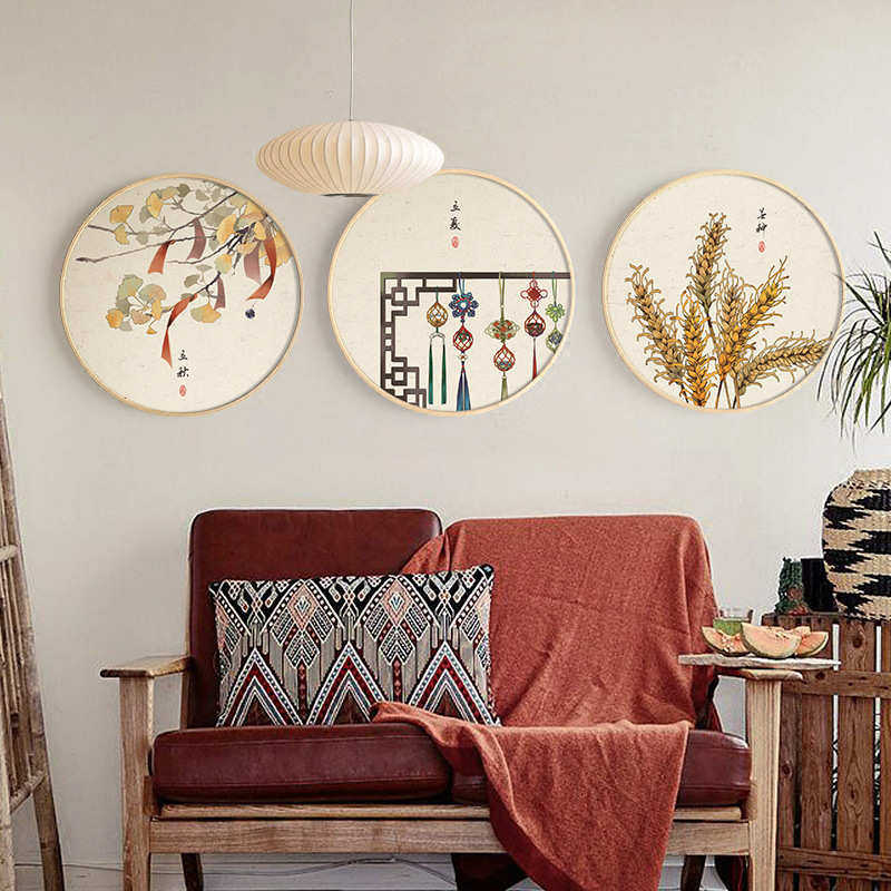 24节气装饰画新中式挂画饭店墙面装饰现代中式圆形壁画二十四节气,家居饰品,现代装饰画,淘宝优惠券,粉丝福利购,淘宝优惠卷