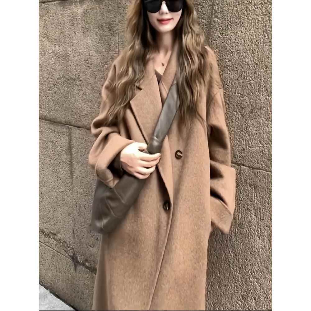 双面羊绒大衣女中长款2025秋冬新款驼色韩版高端定制羊毛呢子外套