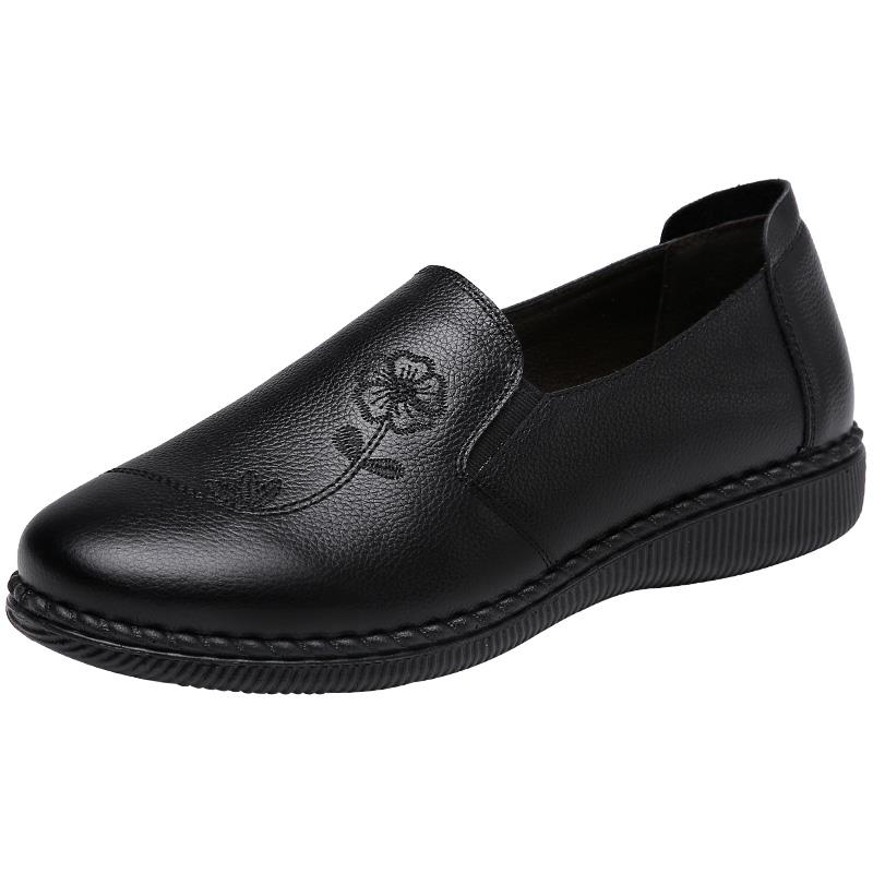 高档丽妈春秋款真皮软底单鞋老人鞋鞋女中老年皮织鞋大码女鞋41一