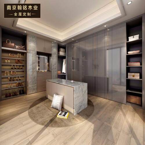 南京厂家定制衣帽间轻奢现代整体衣柜高光转角更衣柜全屋定制