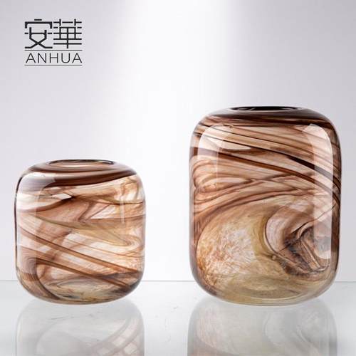 安华现代简约玻璃花瓶插花干花花器装饰品创意摆件工艺品