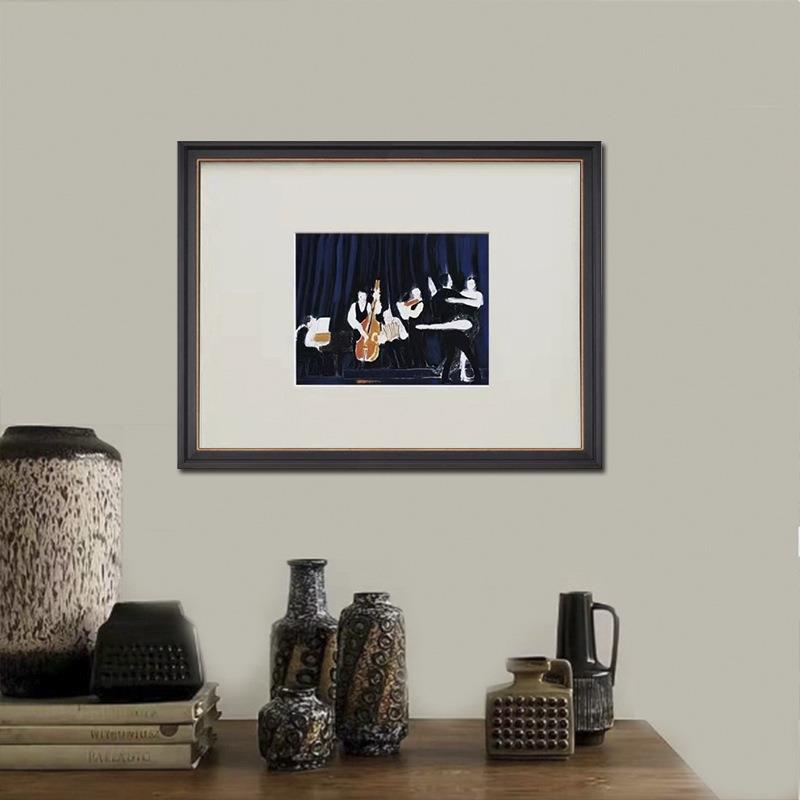 高档欧式小众艺术装饰画客厅餐厅玄关美式轻奢油画横版挂画壁画