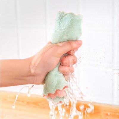Double-layer Absorbent Microfiber Kitchen Dish Cloth towel