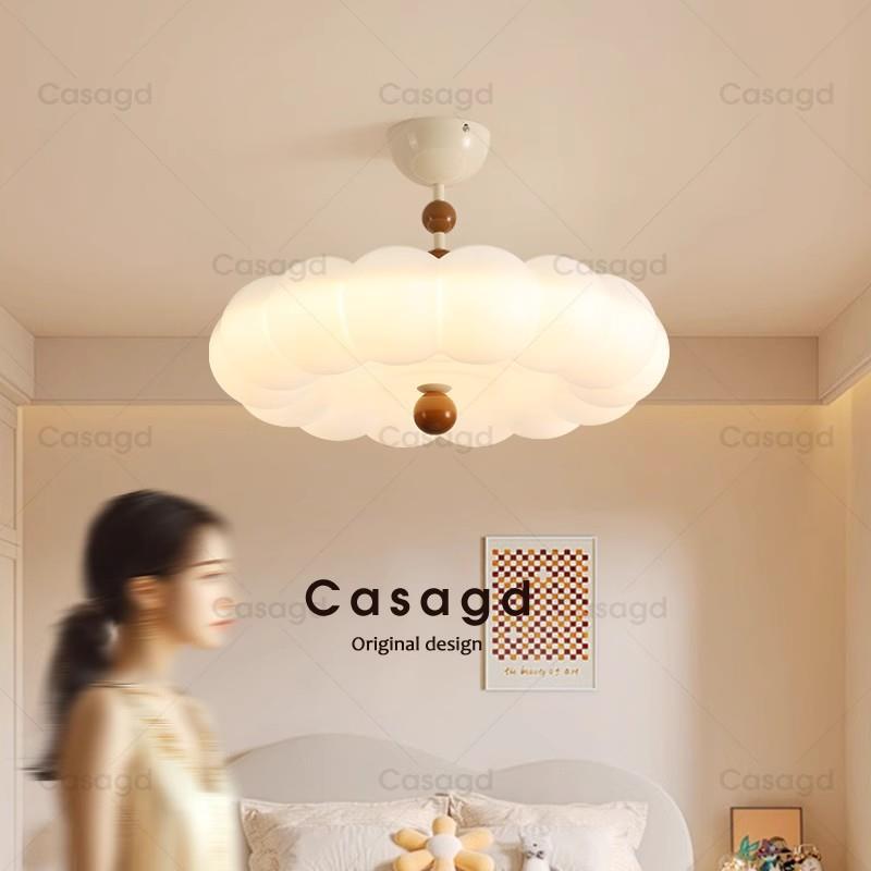 奶油风卧室灯护眼吸顶灯法式中古主卧灯儿童房灯书房南瓜灯casagd