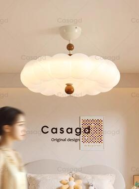 奶油风卧室灯护眼吸顶灯法式中古主卧灯儿童房灯书房南瓜灯casagd